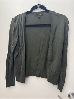 Banana Republic Factory Olive Green Open-Front Lightweight Cardigan